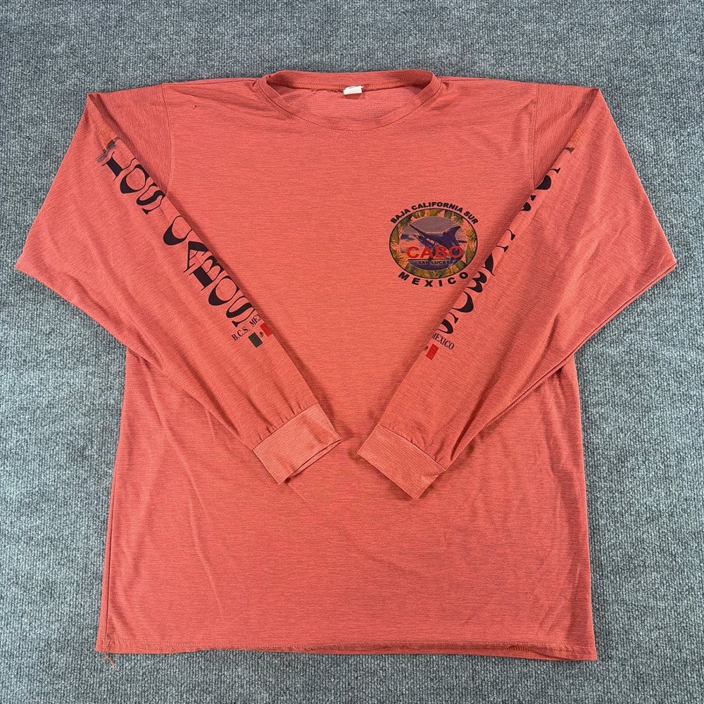 Suzy Collection Cabo San Lucas Mexico Long Sleeve Sun Shirt Mens XLL Coral